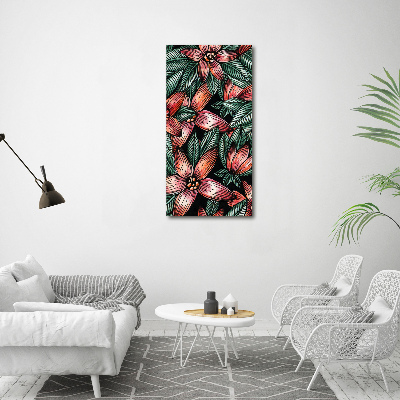 Quadro foto su tela verticale Fiori tropicali