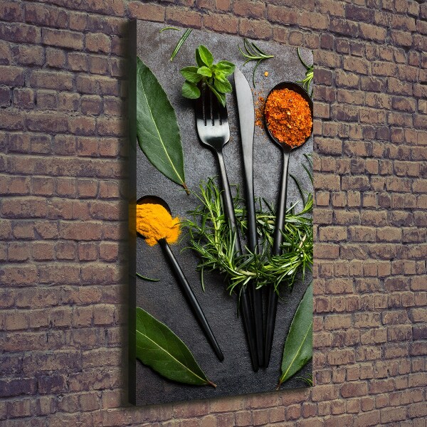Stampa quadro su tela verticale Posate e spezie