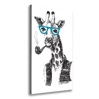 Quadro su tela canvas verticale Giraffe con gli occhiali
