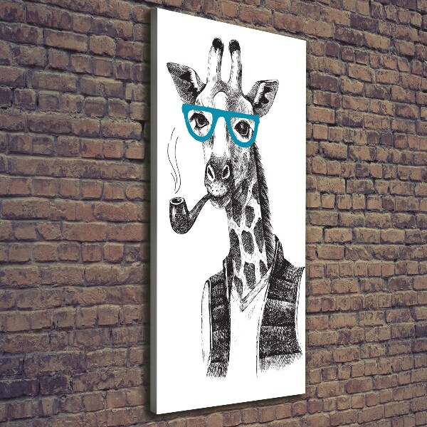 Quadro su tela canvas verticale Giraffe con gli occhiali