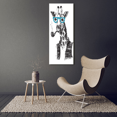 Quadro su tela canvas verticale Giraffe con gli occhiali