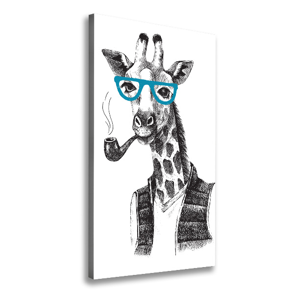 Quadro su tela canvas verticale Giraffe con gli occhiali