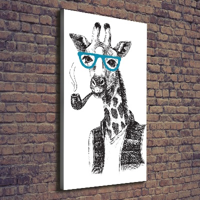 Quadro su tela canvas verticale Giraffe con gli occhiali
