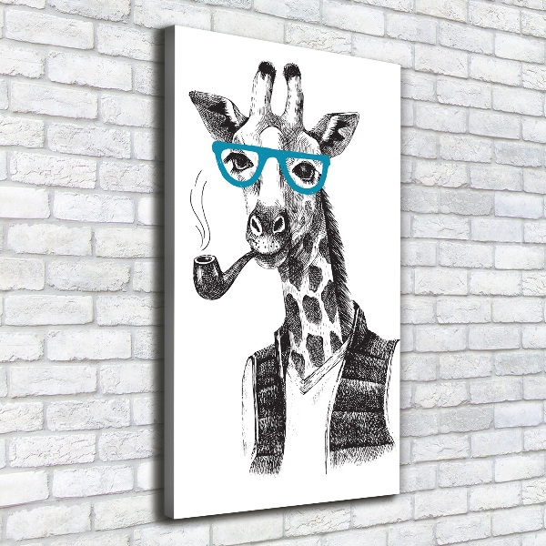 Quadro su tela canvas verticale Giraffe con gli occhiali