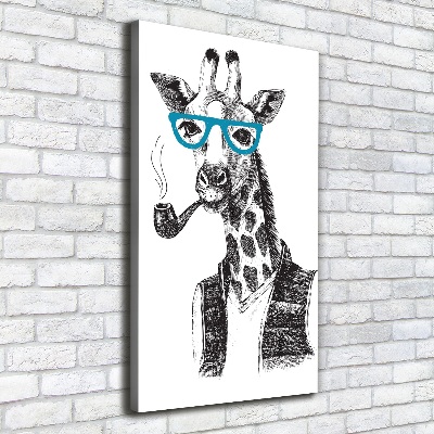 Quadro su tela canvas verticale Giraffe con gli occhiali
