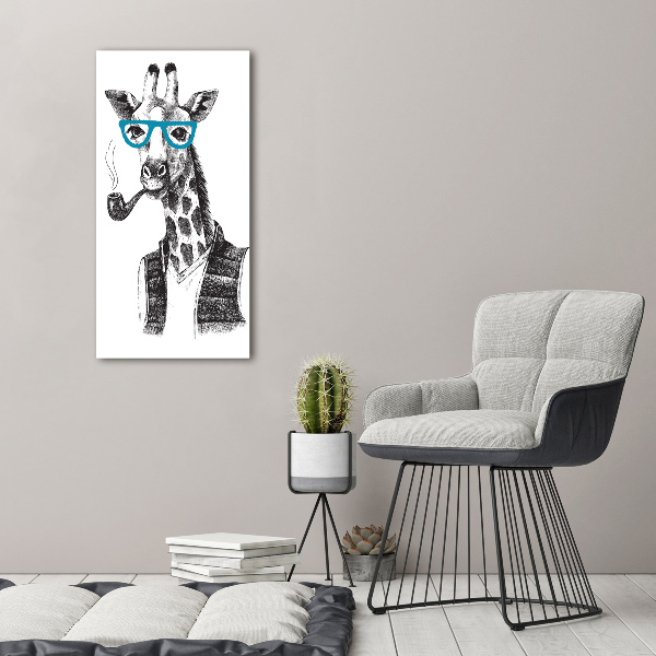 Quadro su tela canvas verticale Giraffe con gli occhiali