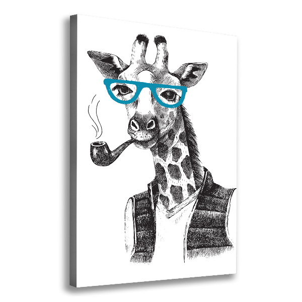 Quadro su tela canvas verticale Giraffe con gli occhiali