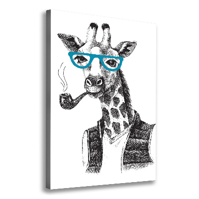 Quadro su tela canvas verticale Giraffe con gli occhiali