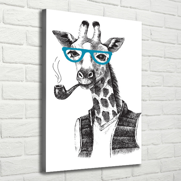 Quadro su tela canvas verticale Giraffe con gli occhiali