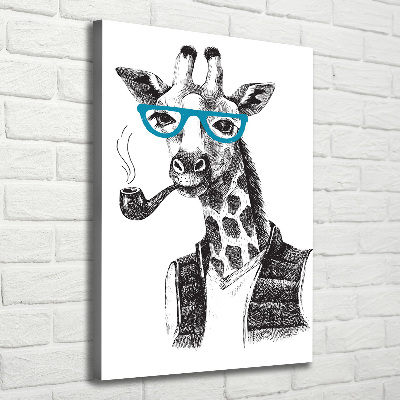 Quadro su tela canvas verticale Giraffe con gli occhiali