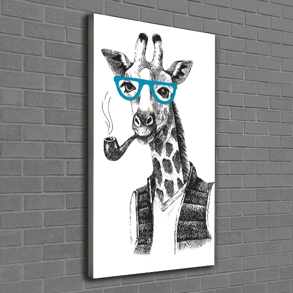 Quadro su tela canvas verticale Giraffe con gli occhiali