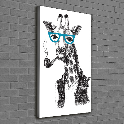 Quadro su tela canvas verticale Giraffe con gli occhiali