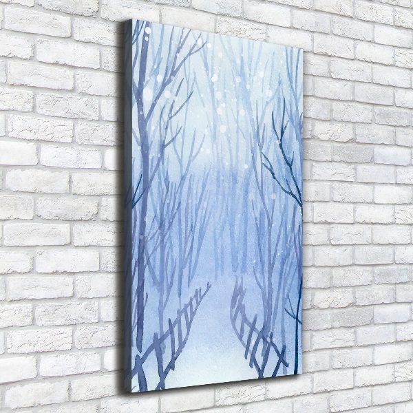 Quadro su tela canvas verticale Foresta in inverno