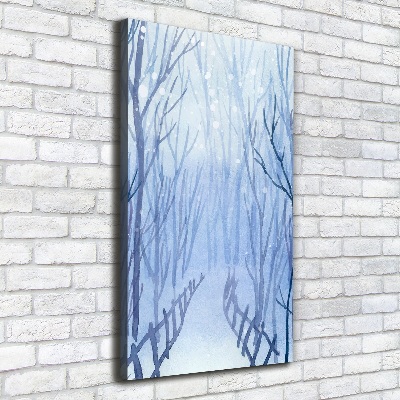 Quadro su tela canvas verticale Foresta in inverno