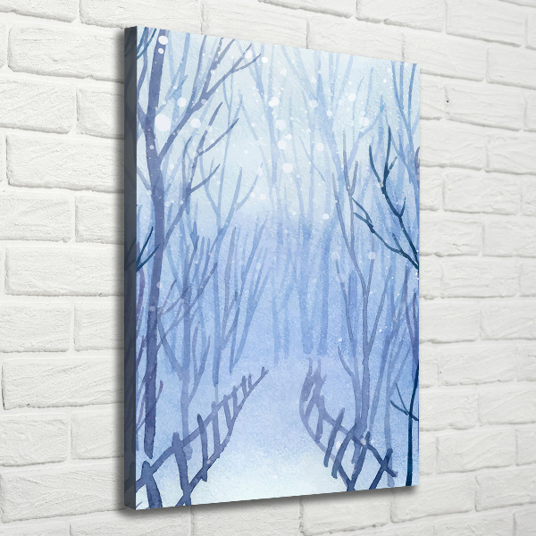 Quadro su tela canvas verticale Foresta in inverno