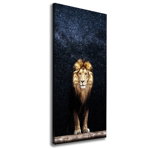 Quadro su tela canvas verticale Leone contro le stelle