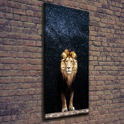 Quadro su tela canvas verticale Leone contro le stelle
