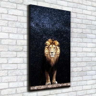 Quadro su tela canvas verticale Leone contro le stelle