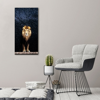 Quadro su tela canvas verticale Leone contro le stelle