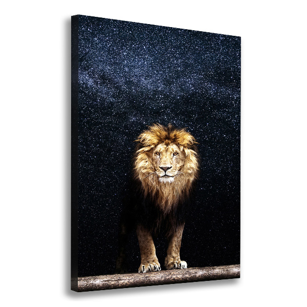 Quadro su tela canvas verticale Leone contro le stelle