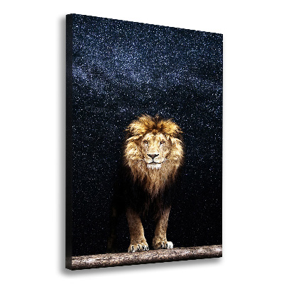 Quadro su tela canvas verticale Leone contro le stelle