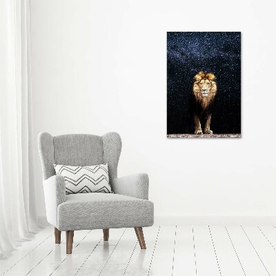 Quadro su tela canvas verticale Leone contro le stelle