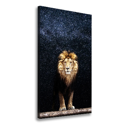 Quadro su tela canvas verticale Leone contro le stelle