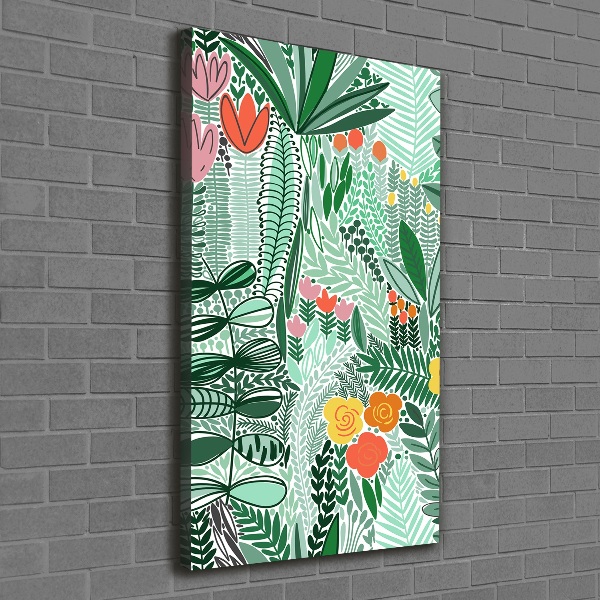 Stampa quadro su tela verticale Fiori tropicali