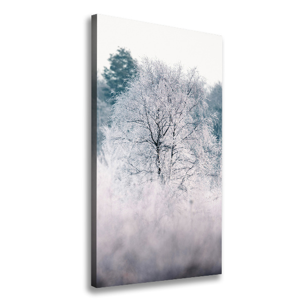Quadro su tela canvas verticale Foresta in inverno