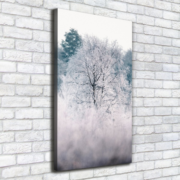 Quadro su tela canvas verticale Foresta in inverno