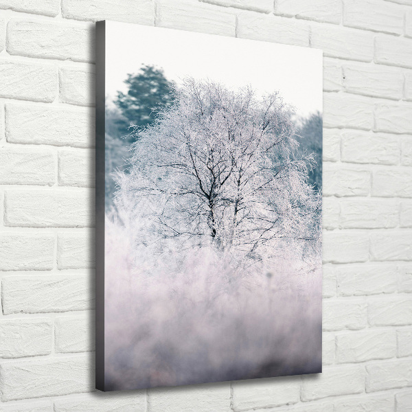 Quadro su tela canvas verticale Foresta in inverno