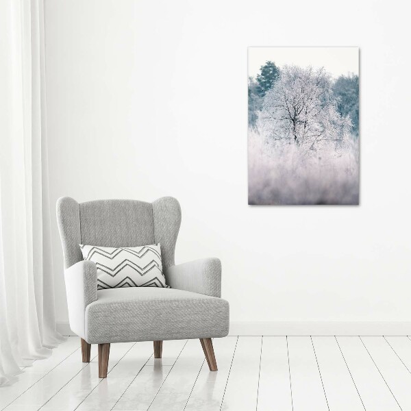 Quadro su tela canvas verticale Foresta in inverno