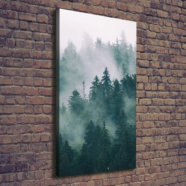 Quadro foto su tela verticale Nebbia sulla foresta