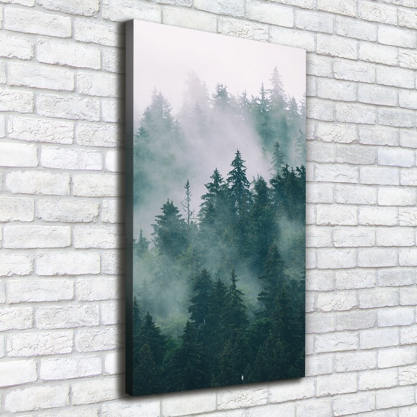 Quadro foto su tela verticale Nebbia sulla foresta