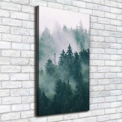Quadro foto su tela verticale Nebbia sulla foresta
