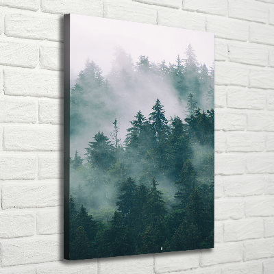 Quadro foto su tela verticale Nebbia sulla foresta