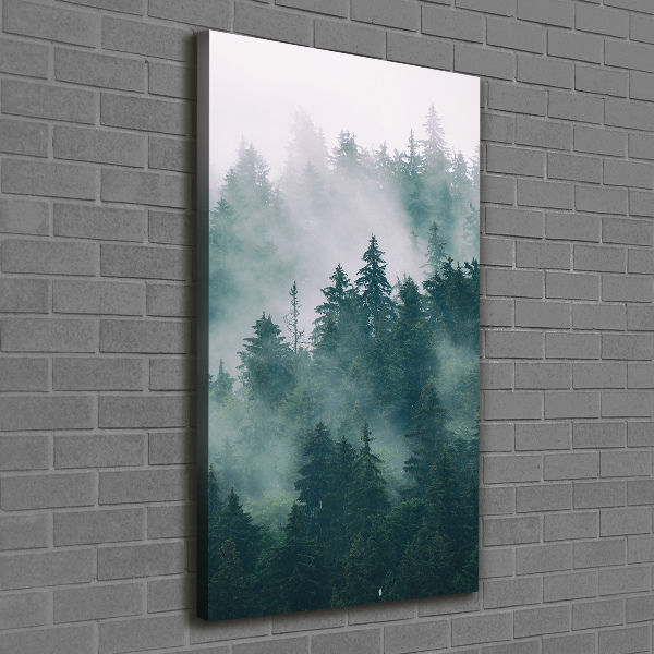 Quadro foto su tela verticale Nebbia sulla foresta