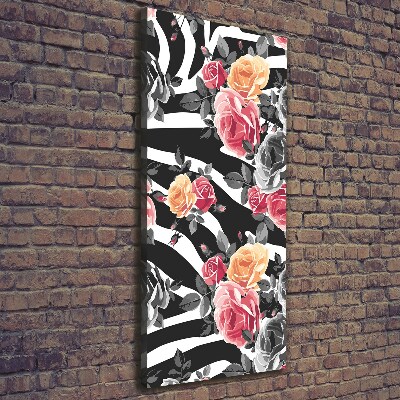 Quadro su tela canvas verticale Rose zebrate