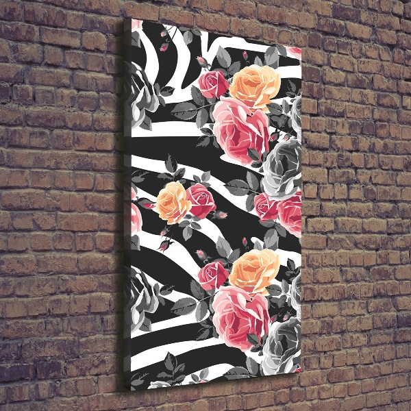 Quadro su tela canvas verticale Rose zebrate
