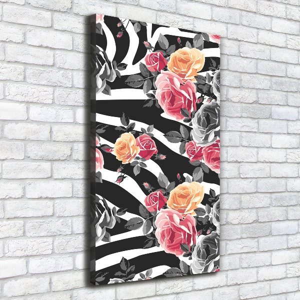 Quadro su tela canvas verticale Rose zebrate