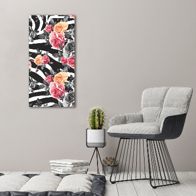 Quadro su tela canvas verticale Rose zebrate