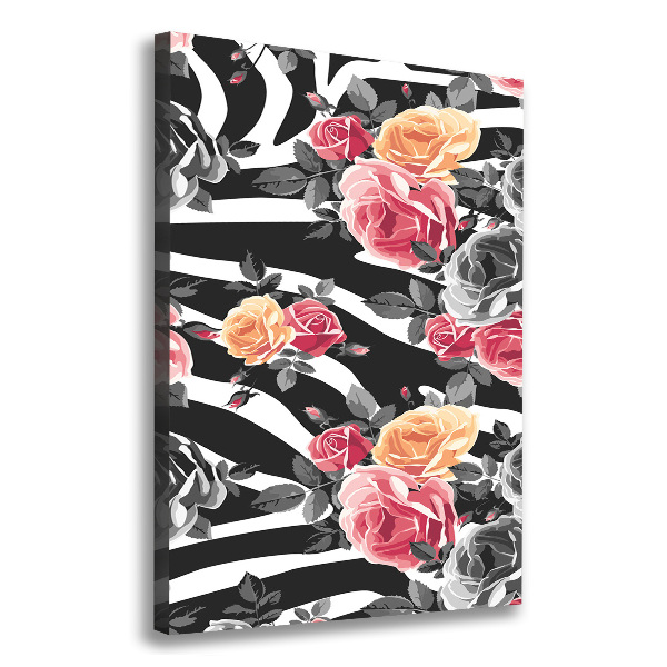 Quadro su tela canvas verticale Rose zebrate