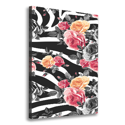 Quadro su tela canvas verticale Rose zebrate