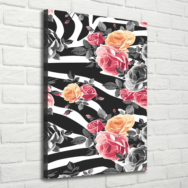 Quadro su tela canvas verticale Rose zebrate