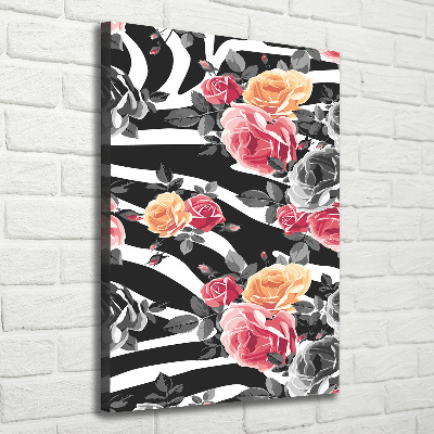 Quadro su tela canvas verticale Rose zebrate