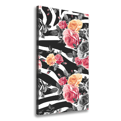 Quadro su tela canvas verticale Rose zebrate