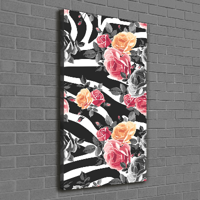 Quadro su tela canvas verticale Rose zebrate