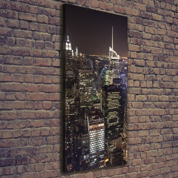 Quadro foto su tela verticale New York di notte