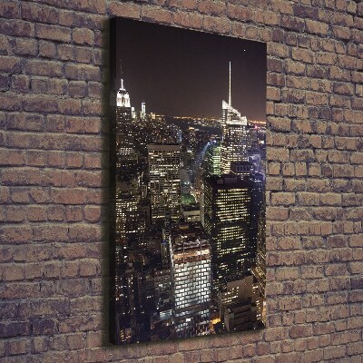 Quadro foto su tela verticale New York di notte
