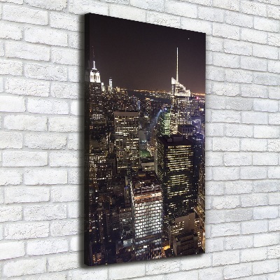 Quadro foto su tela verticale New York di notte